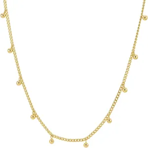 18k Gold Mini Beads Chain Necklace - Gold Plated Chains, Dainty Bead, Ball Gold Chain, Charm Necklace Dainty Delicate Necklace for Women Non Tarnish Hypoallergenic Adjustable