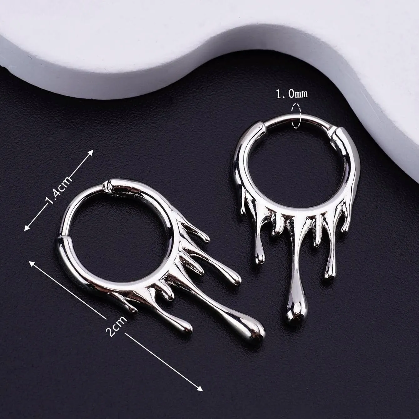 1PC 1mm(18G) Silver Septum Nose Hoop Tragus Cartilage Jewelry 316L Stainless Steel Hypoallergenic Earring Conch Ring Piercing Jewelry Lava Shape