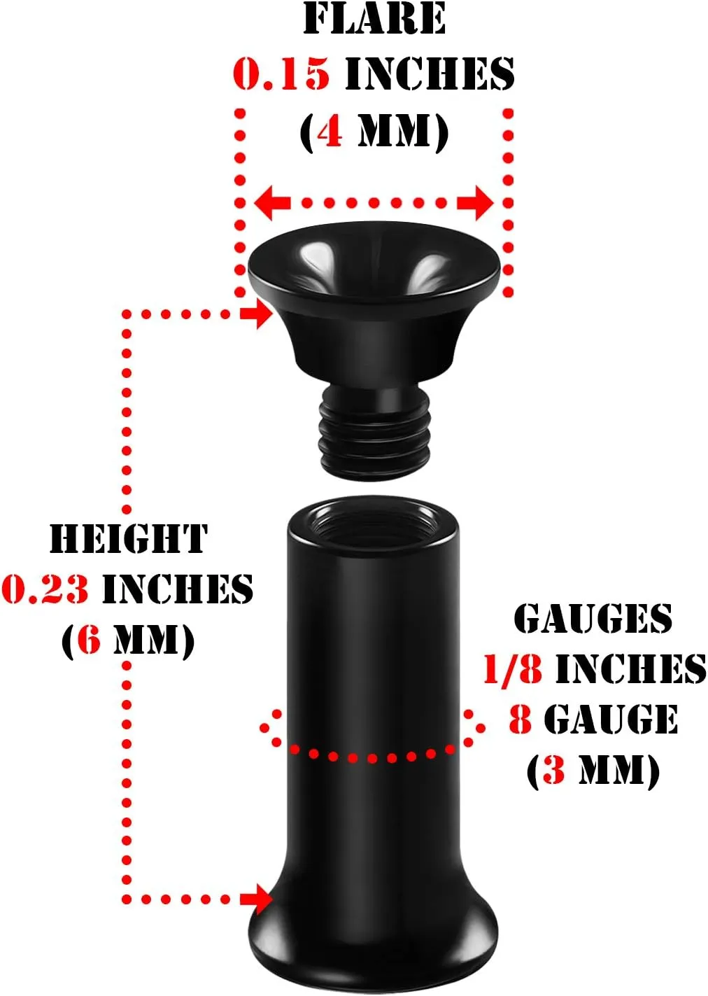 2 Pairs Acrylic Internally Threaded Double Flared Saddle Piercing Jewelry Stretcher Ear Lobe Screw-fit Flesh Tunnel Plugs