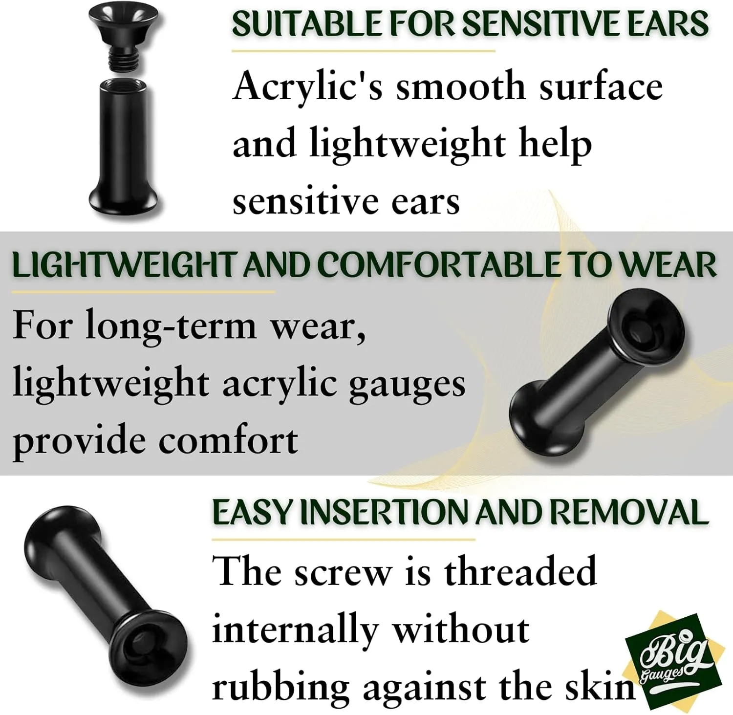 2 Pairs Acrylic Internally Threaded Double Flared Saddle Piercing Jewelry Stretcher Ear Lobe Screw-fit Flesh Tunnel Plugs