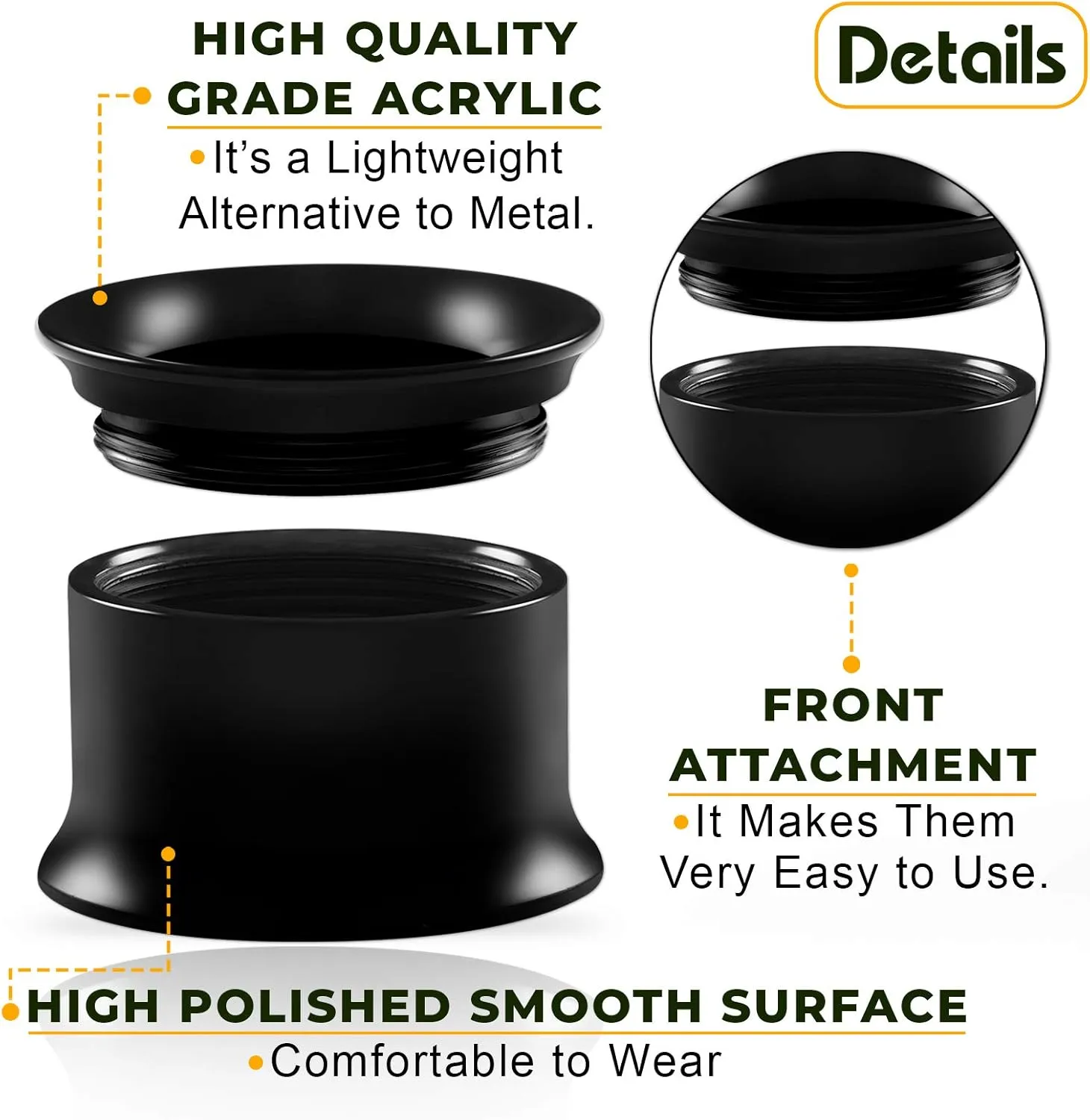 2 Pairs Acrylic Internally Threaded Double Flared Saddle Piercing Jewelry Stretcher Ear Lobe Screw-fit Flesh Tunnel Plugs