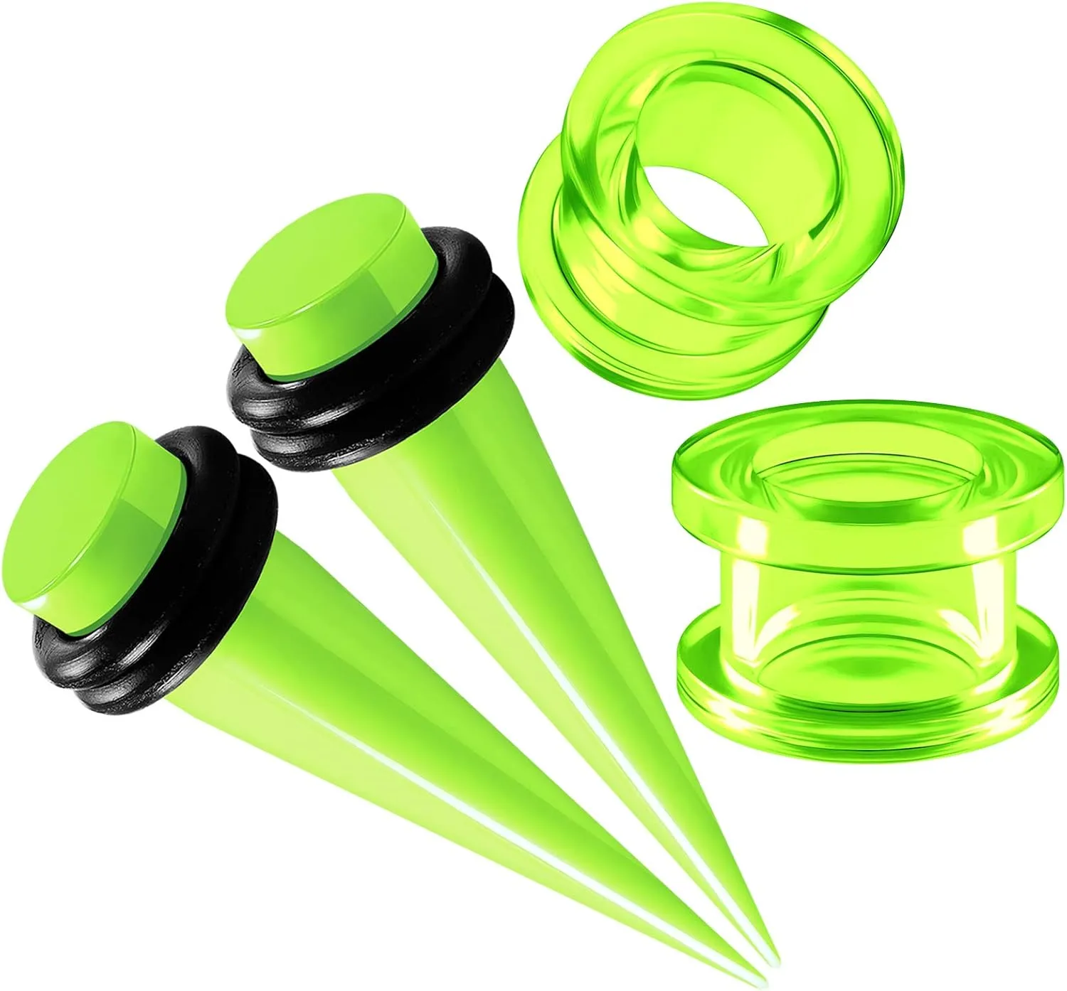 2 Pairs Acrylic Taper Expander Silicone External Flesh Tunnel Piercing Jewelry Ear Stretching Earring Lobe Plugs