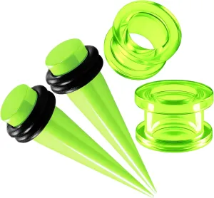 2 Pairs Acrylic Taper Expander Silicone External Flesh Tunnel Piercing Jewelry Ear Stretching Earring Lobe Plugs