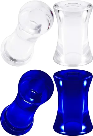 2 Pairs Clear Acrylic Dark Blue Transparent Double Flared Saddle Piercing Jewelry Stretcher Ear Plugs Earring Lobe Tunnel