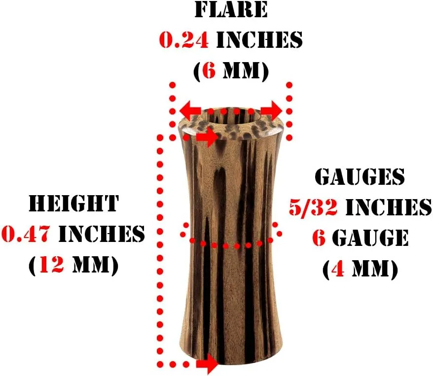 2 Pairs Wood Double Flared Saddle Piercing Jewelry Stretcher Ear Earring Lobe Flesh Tunnel Plugs
