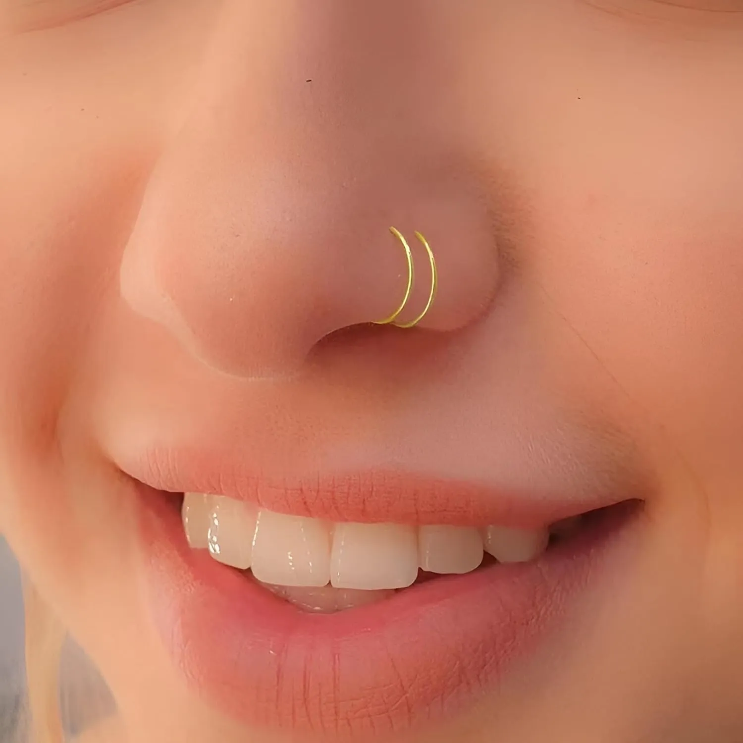 2 PCS 20G Diameter 6mm Silver Double Hoop Septum Nose Ring Cartilage Made with Hypoallergenic Surgical Steel Nose Lip Tragus Earring Ring Piercing Jewelry for Women and Men