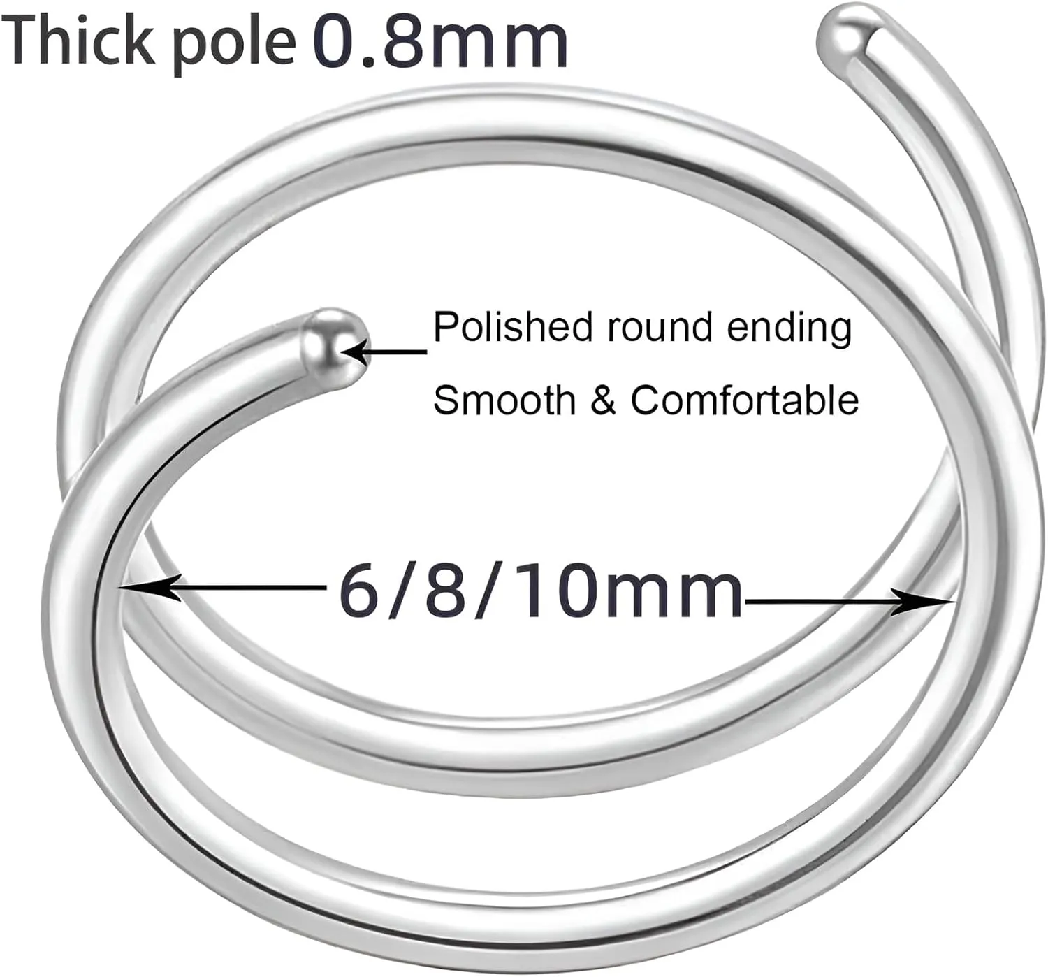 2 PCS 20G Diameter 6mm Silver Double Hoop Septum Nose Ring Cartilage Made with Hypoallergenic Surgical Steel Nose Lip Tragus Earring Ring Piercing Jewelry for Women and Men