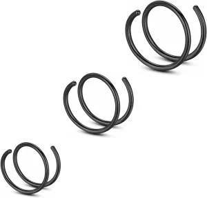 2 PCS 20G Diameter 6mm Silver Double Hoop Septum Nose Ring Cartilage Made with Hypoallergenic Surgical Steel Nose Lip Tragus Earring Ring Piercing Jewelry for Women and Men