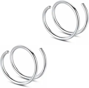 2 PCS 20G Diameter 6mm Silver Double Hoop Septum Nose Ring Cartilage Made with Hypoallergenic Surgical Steel Nose Lip Tragus Earring Ring Piercing Jewelry for Women and Men