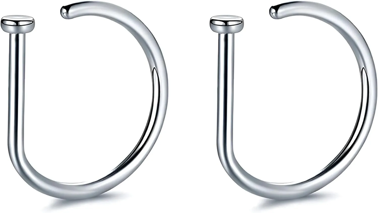 2 PCS 20G Gold D Shaped Nose Rings Hoops Single Piercing Jewelry for Men and Women