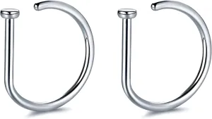2 PCS 20G Gold D Shaped Nose Rings Hoops Single Piercing Jewelry for Men and Women