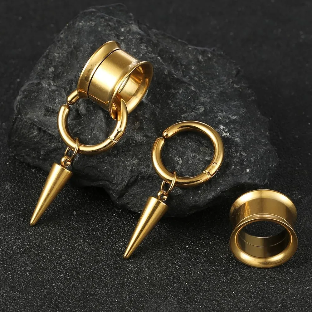 2 PCS Ear Gauges Classic Horn with Tip Taper for Stretched Ears Hypoallergenic 316 Stainless Steel Ear cuff Tunels plugs 00G 8mm-16mm(0G-5/8'') Body Piercing Jewelry