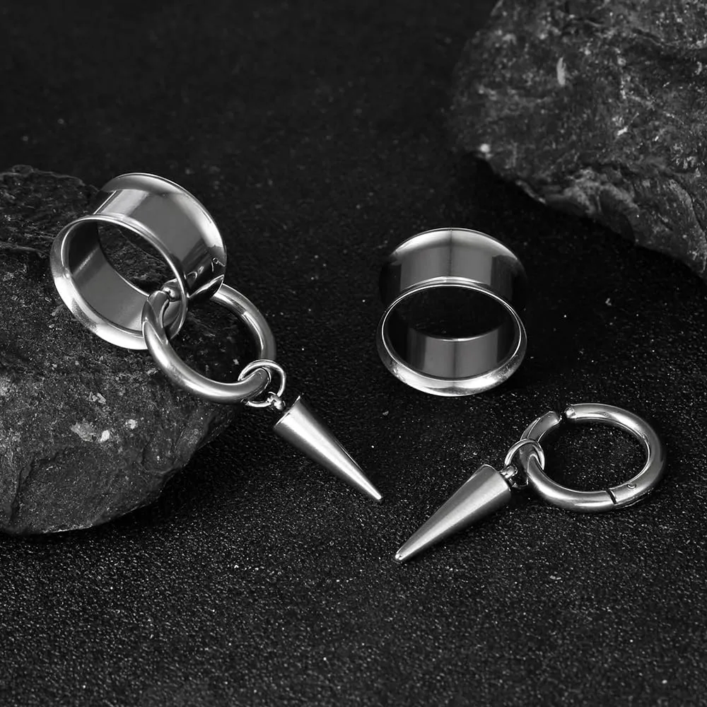 2 PCS Ear Gauges Classic Horn with Tip Taper for Stretched Ears Hypoallergenic 316 Stainless Steel Ear cuff Tunels plugs 00G 8mm-16mm(0G-5/8'') Body Piercing Jewelry