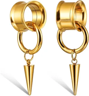 2 PCS Ear Gauges Classic Horn with Tip Taper for Stretched Ears Hypoallergenic 316 Stainless Steel Ear cuff Tunels plugs 00G 8mm-16mm(0G-5/8'') Body Piercing Jewelry