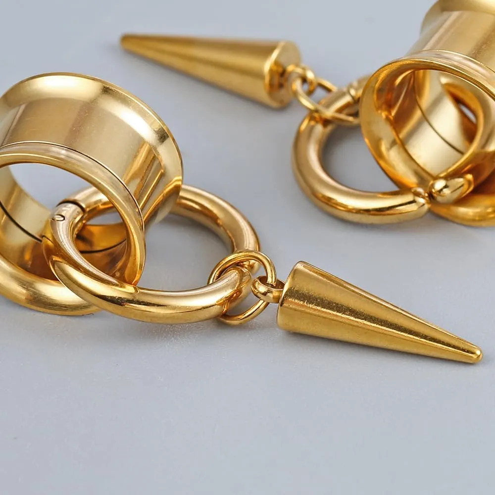2 PCS Ear Gauges Classic Horn with Tip Taper for Stretched Ears Hypoallergenic 316 Stainless Steel Ear cuff Tunels plugs 00G 8mm-16mm(0G-5/8'') Body Piercing Jewelry