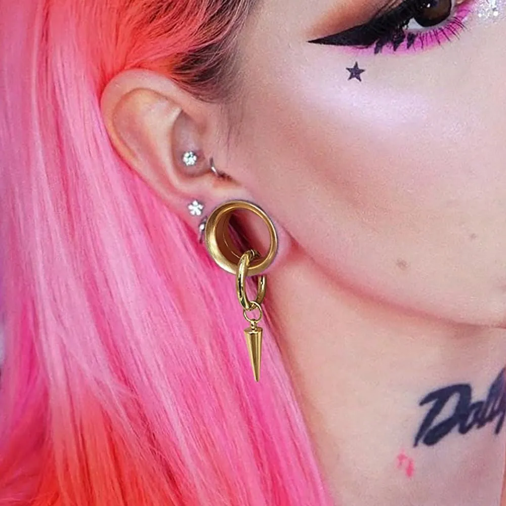 2 PCS Ear Gauges Classic Horn with Tip Taper for Stretched Ears Hypoallergenic 316 Stainless Steel Ear cuff Tunels plugs 00G 8mm-16mm(0G-5/8'') Body Piercing Jewelry