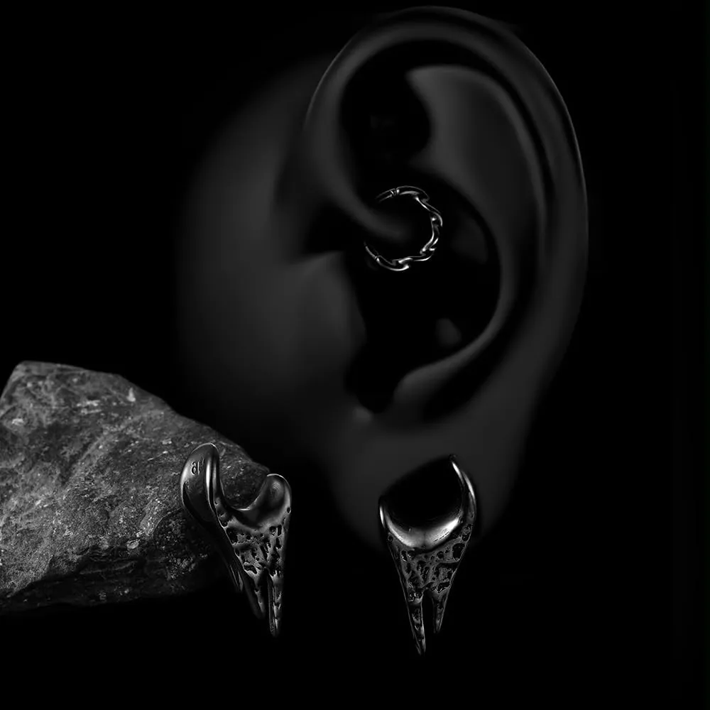 2 PCS Ear Gauges dark drop saddle tunnles for Stretched Ears Hypoallergenic 316 Stainless Steel Ear cuff Tunels plugs 00G 8mm-16mm(0G-5/8'') Body Piercing Jewelry gold silver black