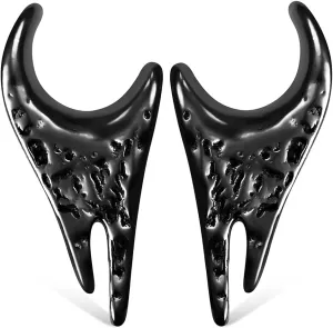 2 PCS Ear Gauges dark drop saddle tunnles for Stretched Ears Hypoallergenic 316 Stainless Steel Ear cuff Tunels plugs 00G 8mm-16mm(0G-5/8'') Body Piercing Jewelry gold silver black