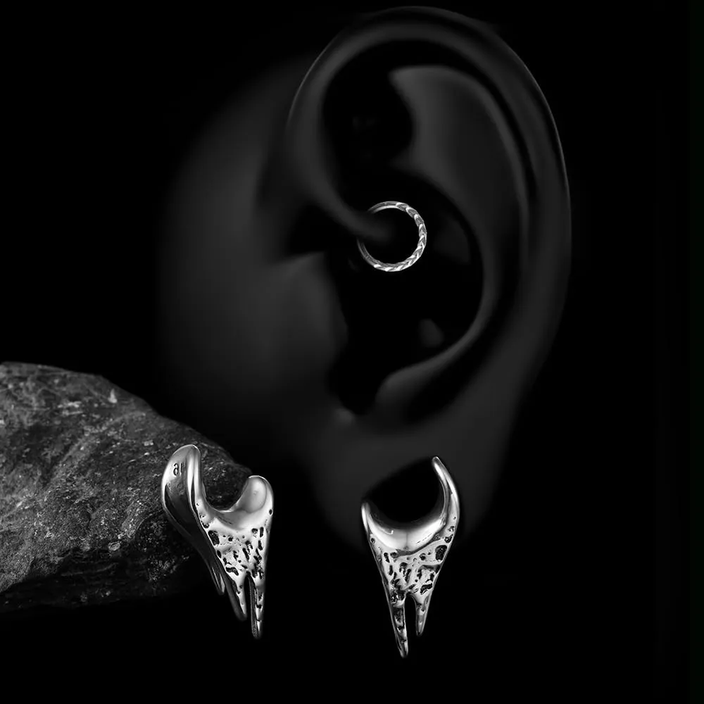 2 PCS Ear Gauges dark drop saddle tunnles for Stretched Ears Hypoallergenic 316 Stainless Steel Ear cuff Tunels plugs 00G 8mm-16mm(0G-5/8'') Body Piercing Jewelry gold silver black