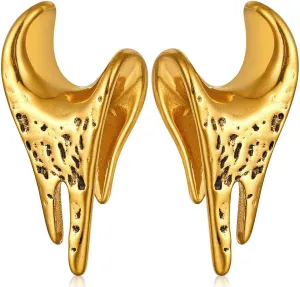 2 PCS Ear Gauges dark drop saddle tunnles for Stretched Ears Hypoallergenic 316 Stainless Steel Ear cuff Tunels plugs 00G 8mm-16mm(0G-5/8'') Body Piercing Jewelry gold silver black