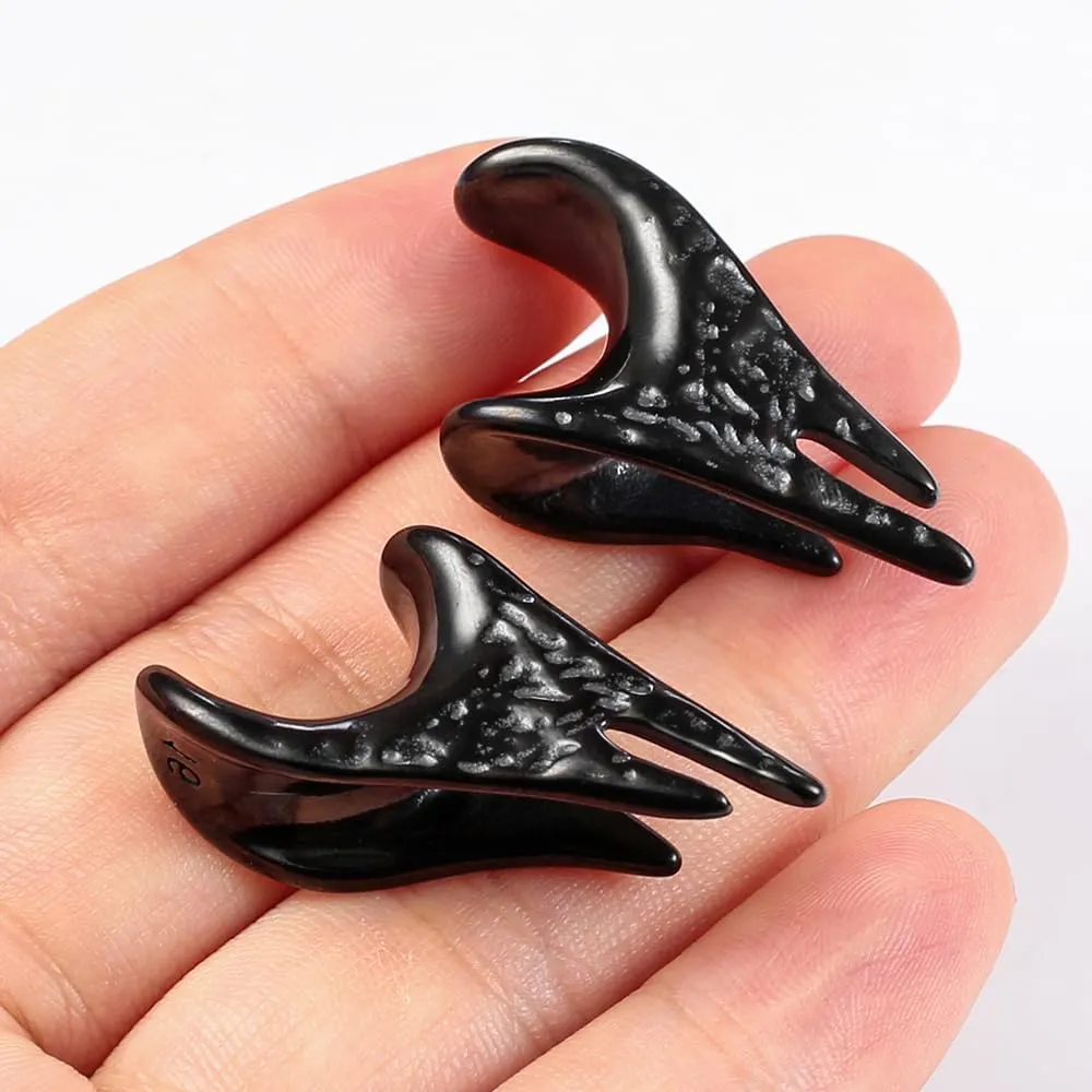 2 PCS Ear Gauges dark drop saddle tunnles for Stretched Ears Hypoallergenic 316 Stainless Steel Ear cuff Tunels plugs 00G 8mm-16mm(0G-5/8'') Body Piercing Jewelry gold silver black