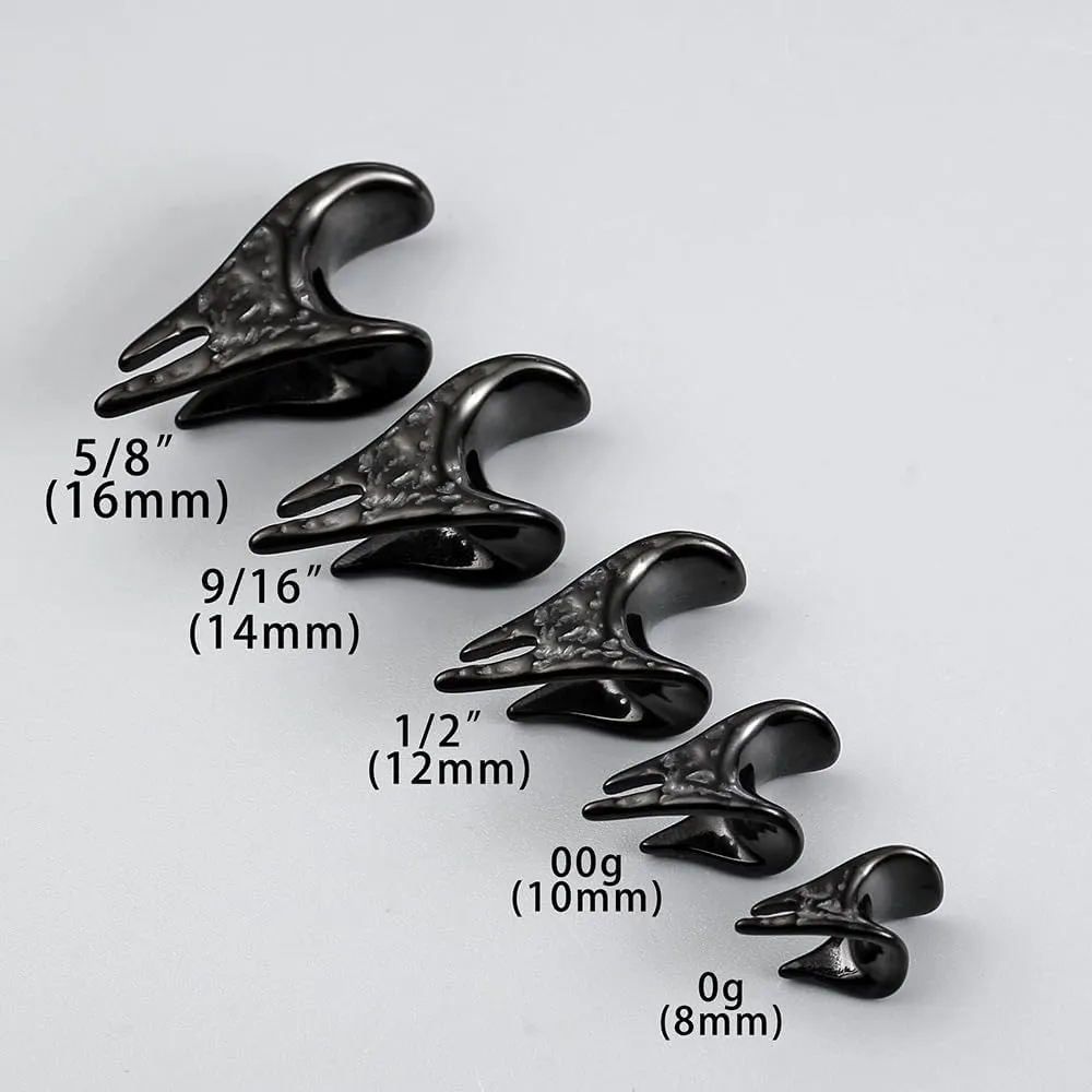 2 PCS Ear Gauges dark drop saddle tunnles for Stretched Ears Hypoallergenic 316 Stainless Steel Ear cuff Tunels plugs 00G 8mm-16mm(0G-5/8'') Body Piercing Jewelry gold silver black