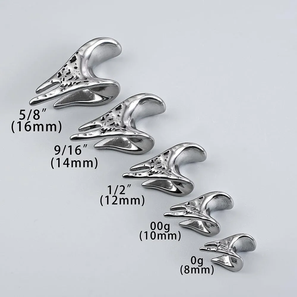 2 PCS Ear Gauges dark drop saddle tunnles for Stretched Ears Hypoallergenic 316 Stainless Steel Ear cuff Tunels plugs 00G 8mm-16mm(0G-5/8'') Body Piercing Jewelry gold silver black