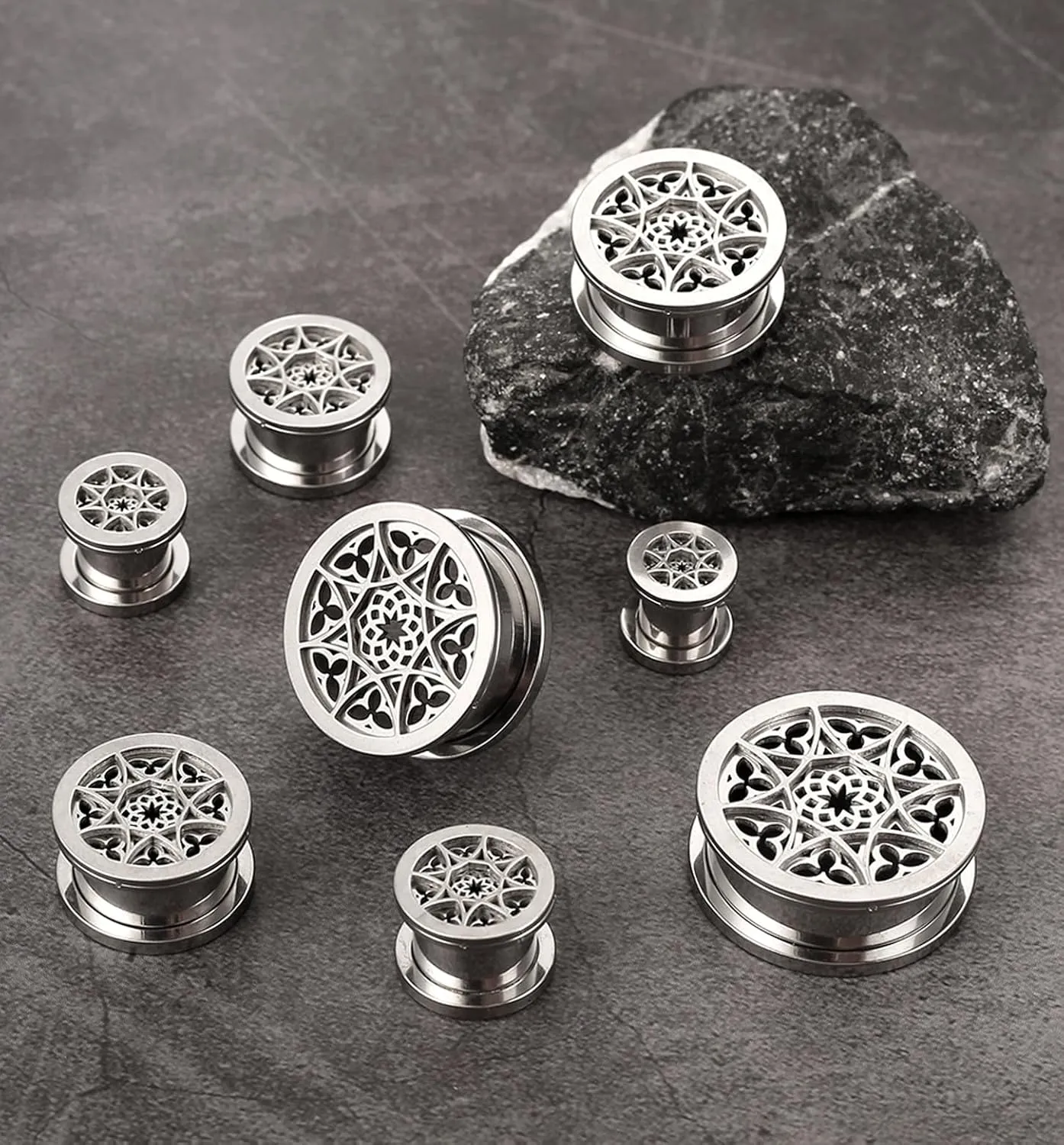 2 PCS Figure Gauges for Ears Hypoallergenic 316 Stainless Steel Ear Gauge Plugs for Women Men Comfy Ear Plugs Gauges Body Ear Piercing Jewelry