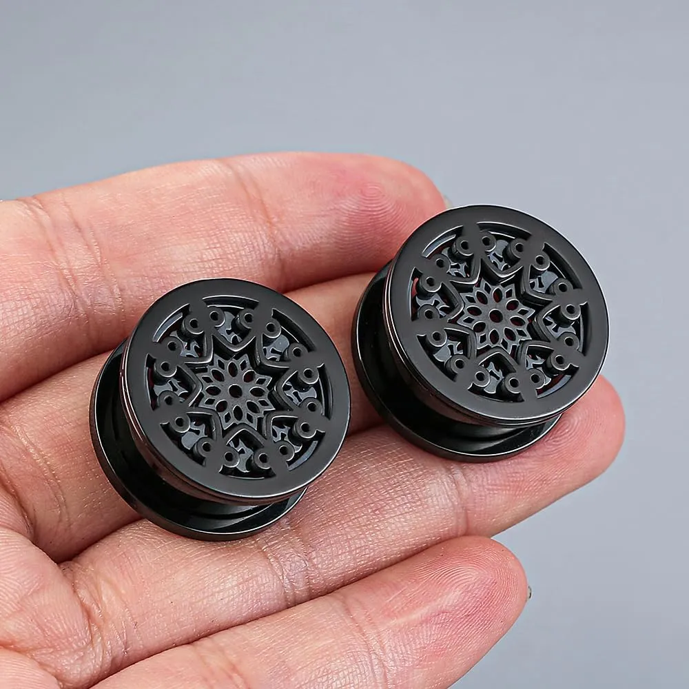 2 PCS Figure Gauges for Ears Hypoallergenic 316 Stainless Steel Ear Gauge Plugs for Women Men Comfy Ear Plugs Gauges Body Ear Piercing Jewelry