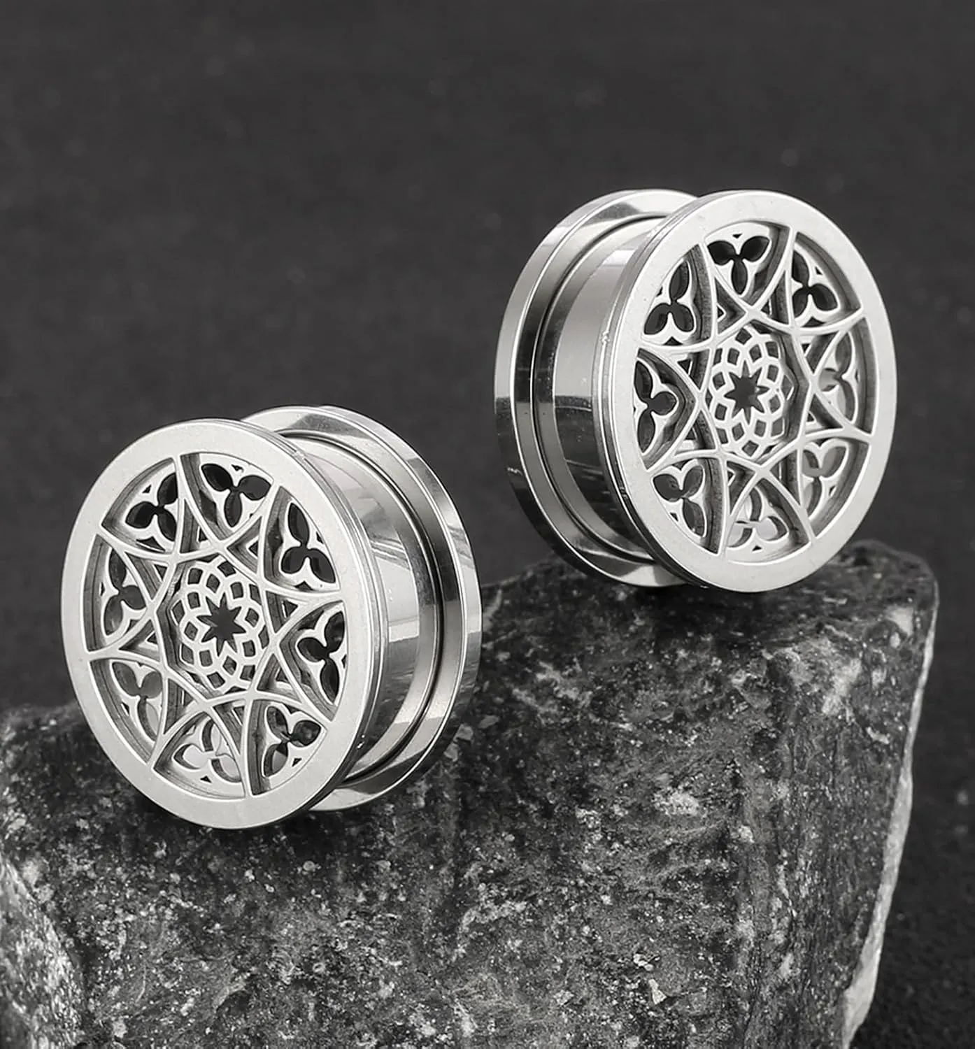 2 PCS Figure Gauges for Ears Hypoallergenic 316 Stainless Steel Ear Gauge Plugs for Women Men Comfy Ear Plugs Gauges Body Ear Piercing Jewelry