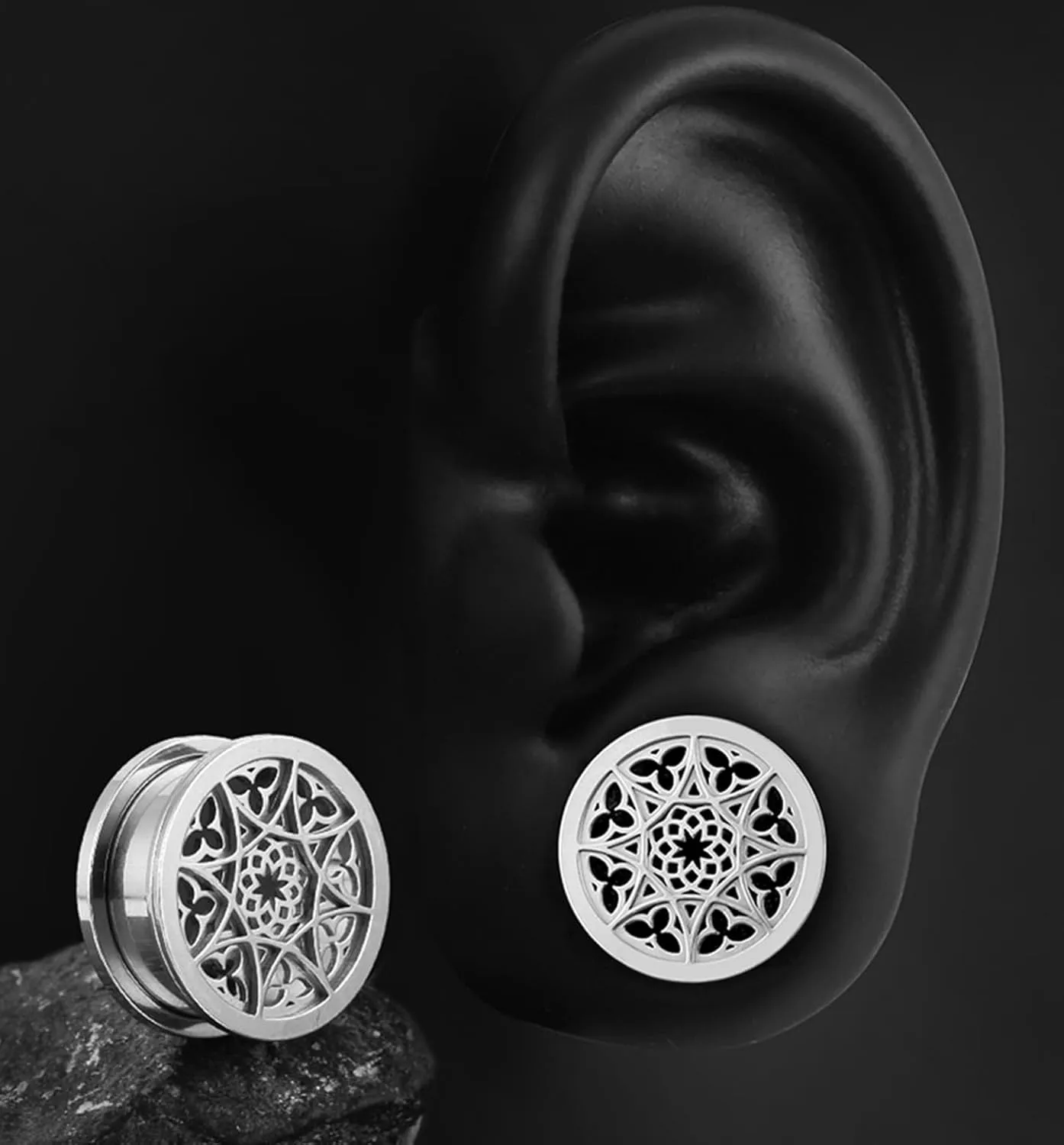 2 PCS Figure Gauges for Ears Hypoallergenic 316 Stainless Steel Ear Gauge Plugs for Women Men Comfy Ear Plugs Gauges Body Ear Piercing Jewelry