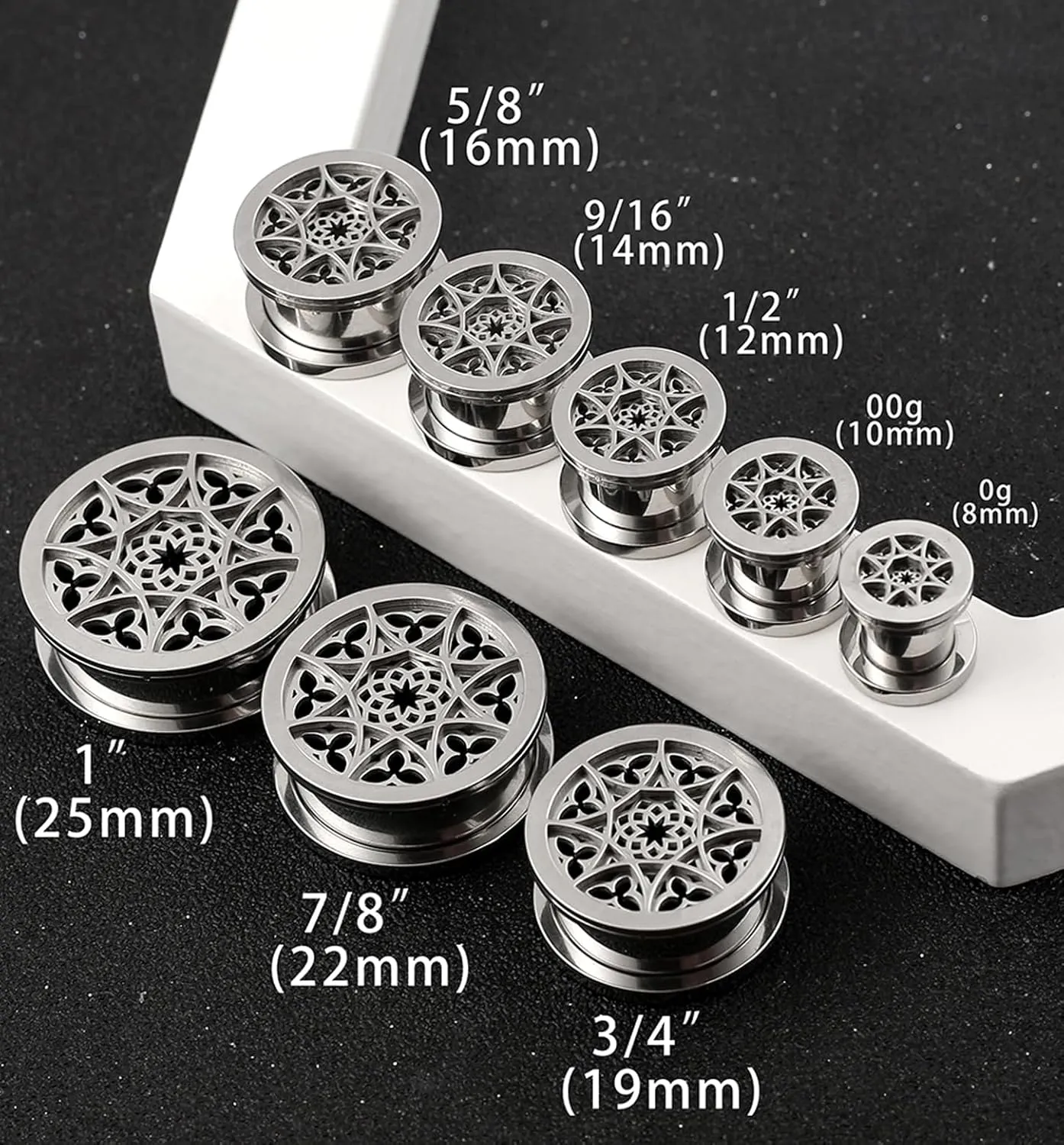 2 PCS Figure Gauges for Ears Hypoallergenic 316 Stainless Steel Ear Gauge Plugs for Women Men Comfy Ear Plugs Gauges Body Ear Piercing Jewelry