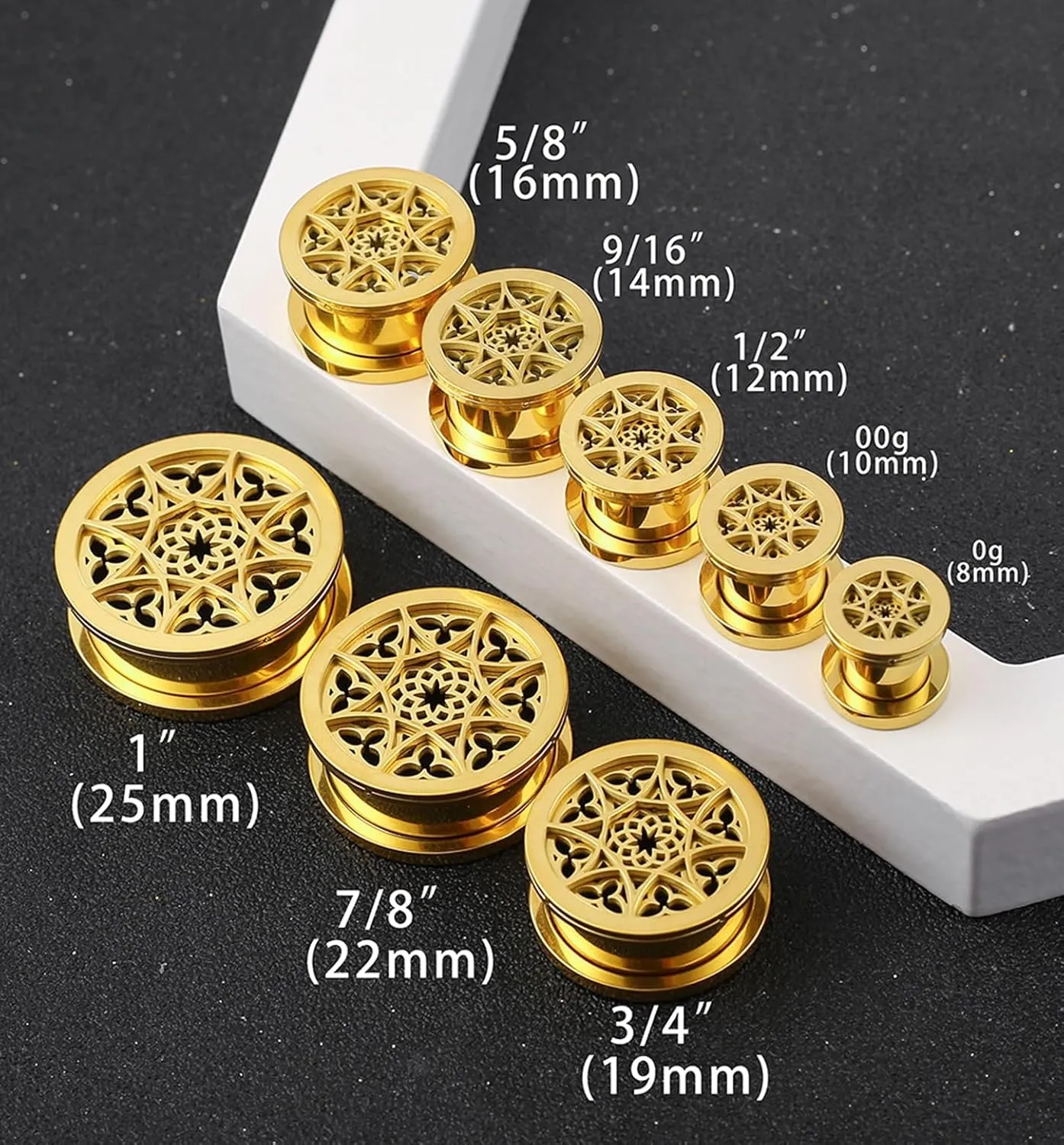 2 PCS Figure Gauges for Ears Hypoallergenic 316 Stainless Steel Ear Gauge Plugs for Women Men Comfy Ear Plugs Gauges Body Ear Piercing Jewelry