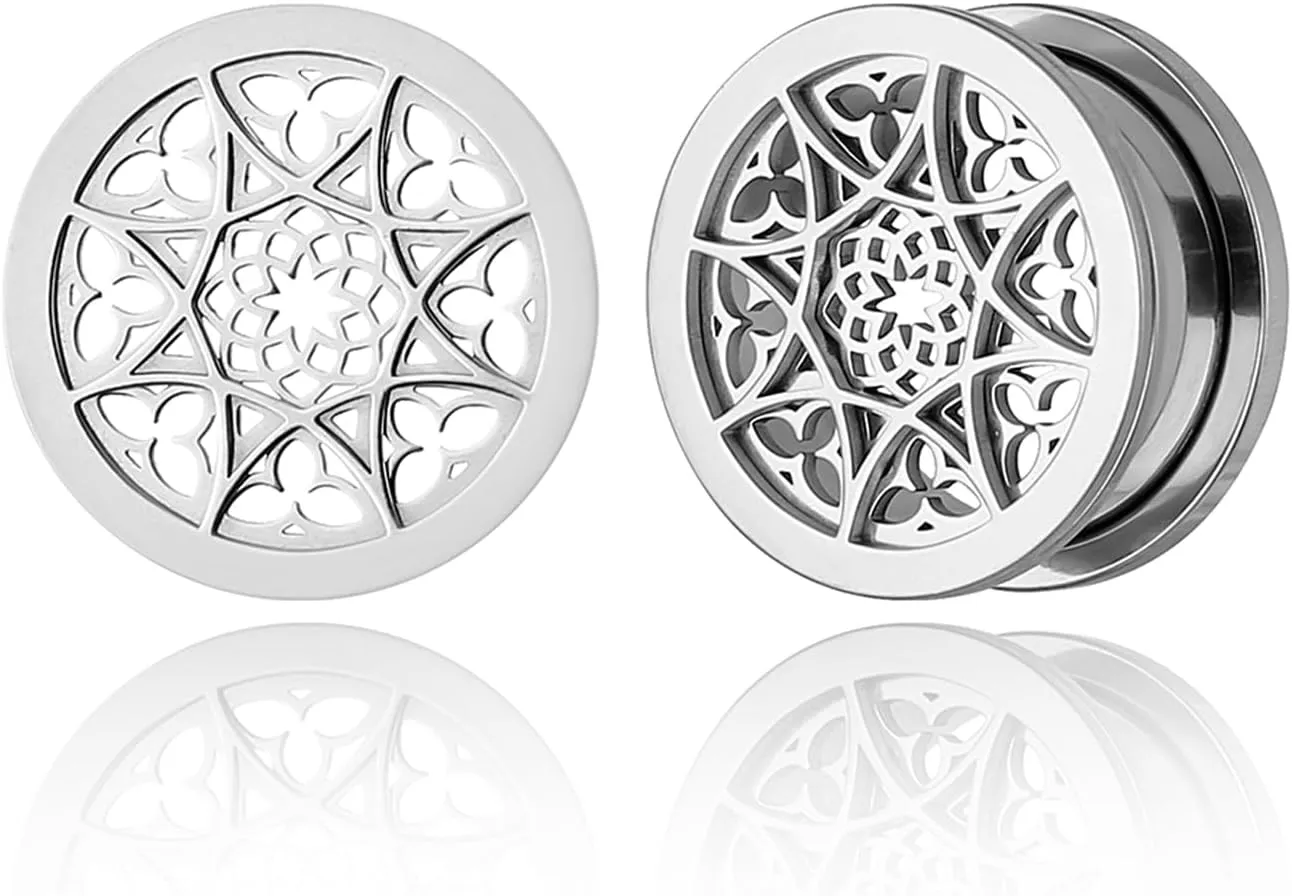 2 PCS Figure Gauges for Ears Hypoallergenic 316 Stainless Steel Ear Gauge Plugs for Women Men Comfy Ear Plugs Gauges Body Ear Piercing Jewelry