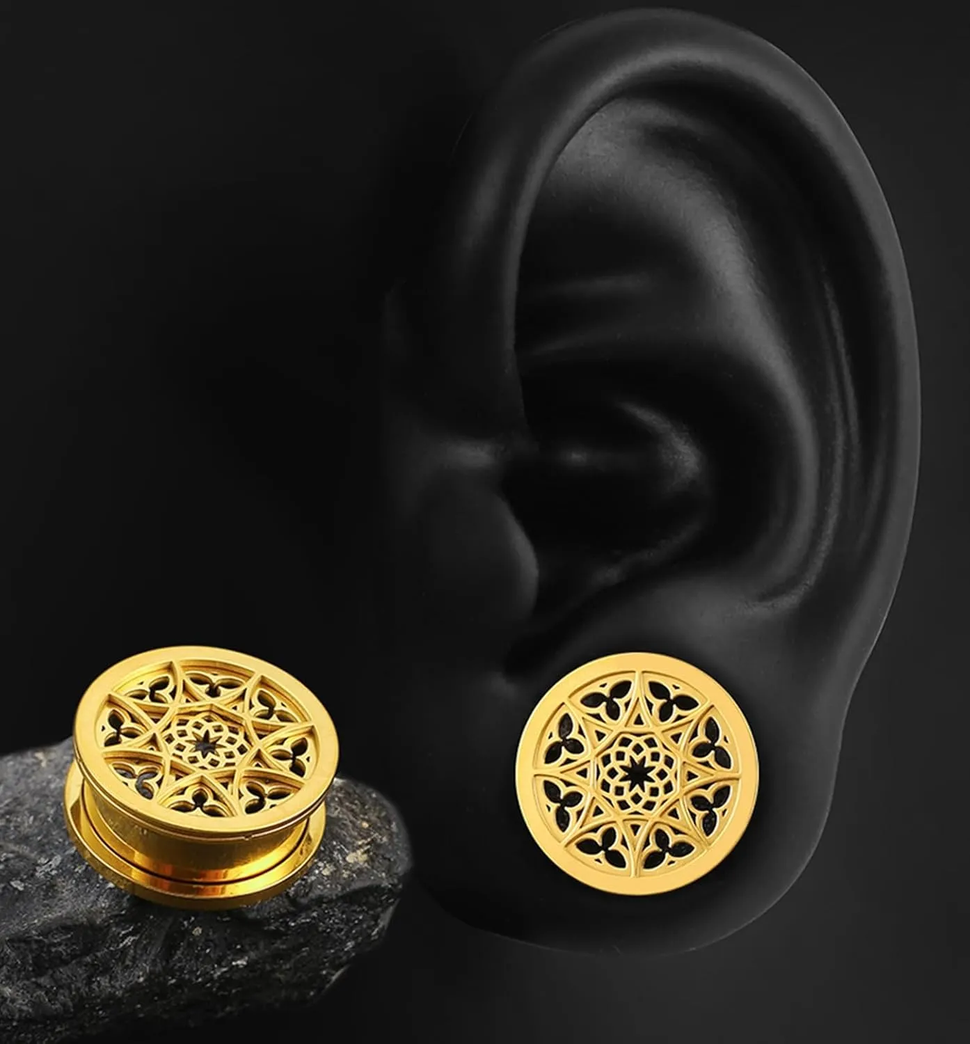 2 PCS Figure Gauges for Ears Hypoallergenic 316 Stainless Steel Ear Gauge Plugs for Women Men Comfy Ear Plugs Gauges Body Ear Piercing Jewelry