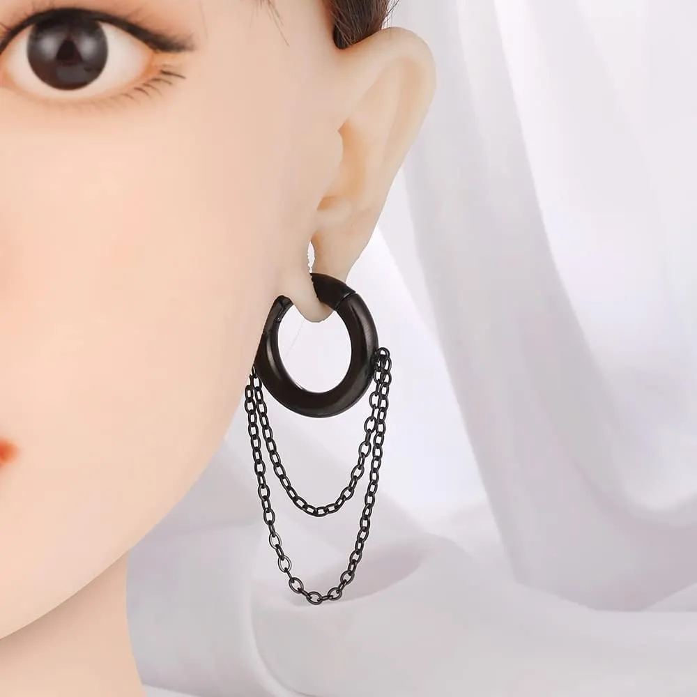 2 PCS Hoop Chian Ear Weights for Stretched Ears, Hypoallergenic 316 Stainless Steel Ear Hangers Earrings Plugs Tunnels Gauges 2g (6mm) Body Jewelry Women Men
