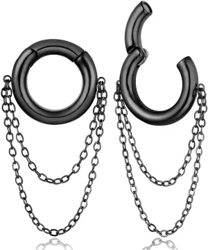 2 PCS Hoop Chian Ear Weights for Stretched Ears, Hypoallergenic 316 Stainless Steel Ear Hangers Earrings Plugs Tunnels Gauges 2g (6mm) Body Jewelry Women Men