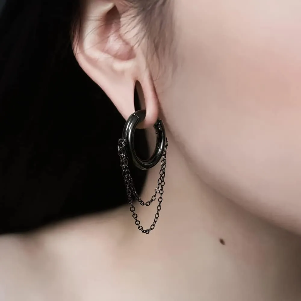 2 PCS Hoop Chian Ear Weights for Stretched Ears, Hypoallergenic 316 Stainless Steel Ear Hangers Earrings Plugs Tunnels Gauges 2g (6mm) Body Jewelry Women Men