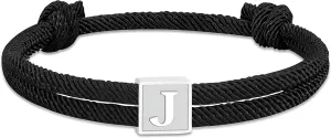 2025 Graduation Gifts, Rope Initial Bracelet for Men, Stainless Steel A-Z Letter Charm Bracelet, Handmade Braided Men Wrist Adjustable 7-13 Inches Letter Link Jewelry Father's Day Graduation Easter Basket Stuffer Gifts