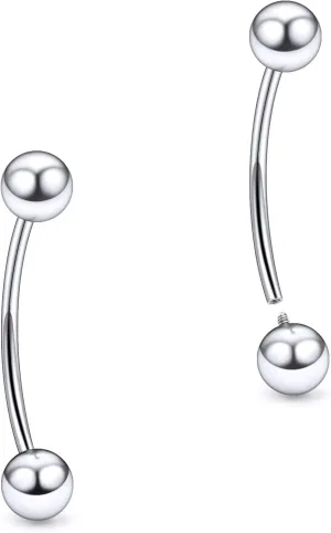 20G 18G 16G 14G 12G 8G 6G 4G 2G Astm F136 Titanium Internal Thread Eyebrow Piercing Jewelry Curved Barbell Vertical Labret Lip Daith Rook Earrings Navel Belly Button Ring Piercing Jewelry