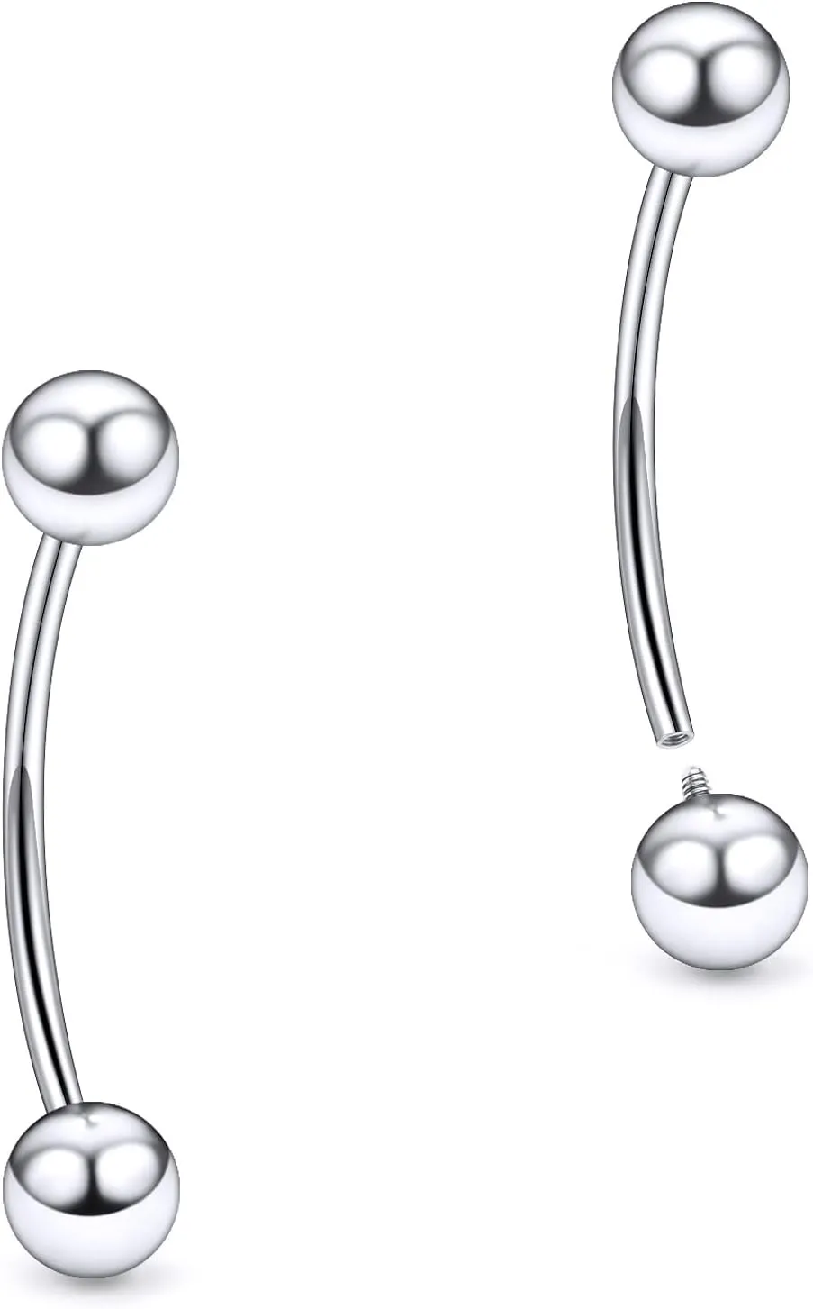 20G 18G 16G 14G 12G 8G 6G 4G 2G Astm F136 Titanium Internal Thread Eyebrow Piercing Jewelry Curved Barbell Vertical Labret Lip Daith Rook Earrings Navel Belly Button Ring Piercing Jewelry