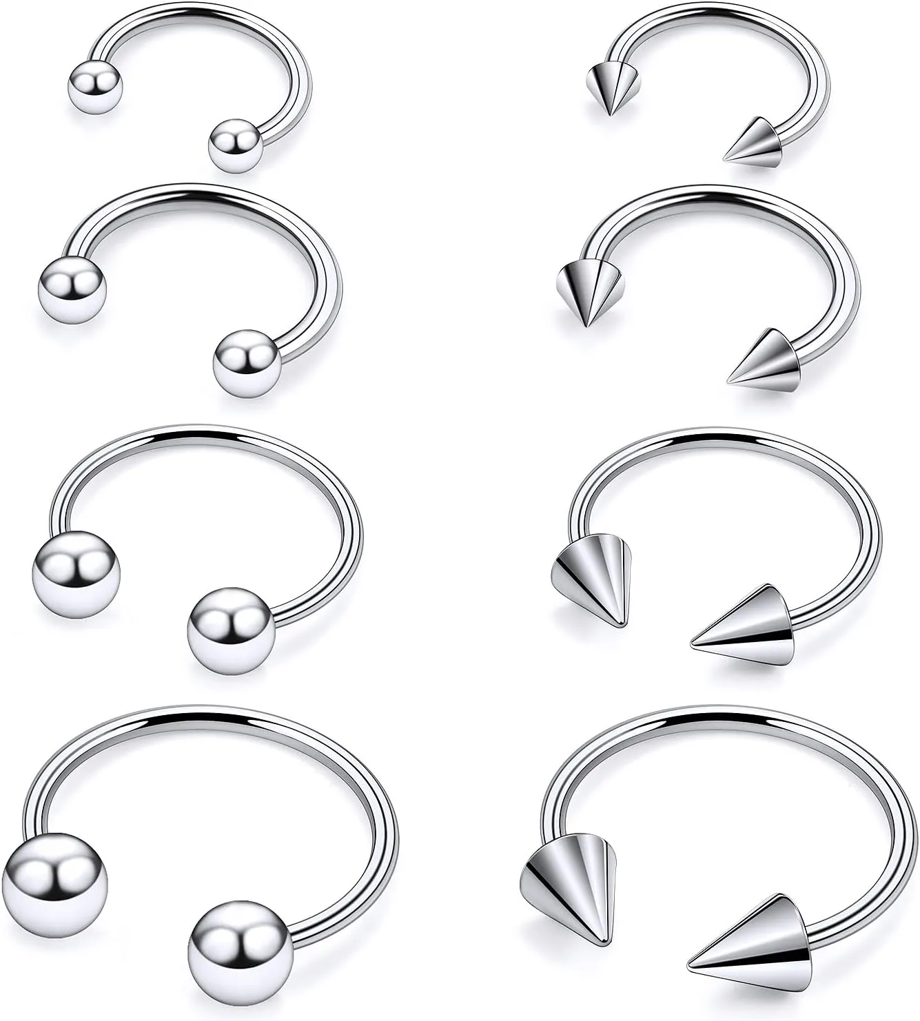 20G 18G 16G 14G 12G ASTM F136 Titanium Horseshoe Septum Nose Ring Piercing Jewelry Circular Barbell Helix Snug Tragus Rook Daith Cartilage Earring Lip Ring Hoop Piercing Jewelry for Women Men