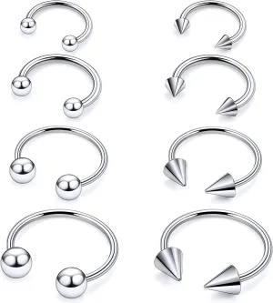 20G 18G 16G 14G 12G ASTM F136 Titanium Horseshoe Septum Nose Ring Piercing Jewelry Circular Barbell Helix Snug Tragus Rook Daith Cartilage Earring Lip Ring Hoop Piercing Jewelry for Women Men