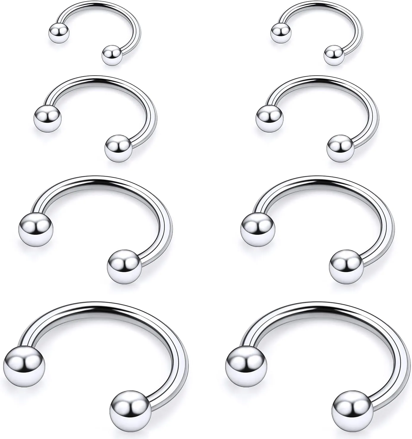 20G 18G 16G 14G 12G ASTM F136 Titanium Horseshoe Septum Nose Ring Piercing Jewelry Circular Barbell Helix Snug Tragus Rook Daith Cartilage Earring Lip Ring Hoop Piercing Jewelry for Women Men