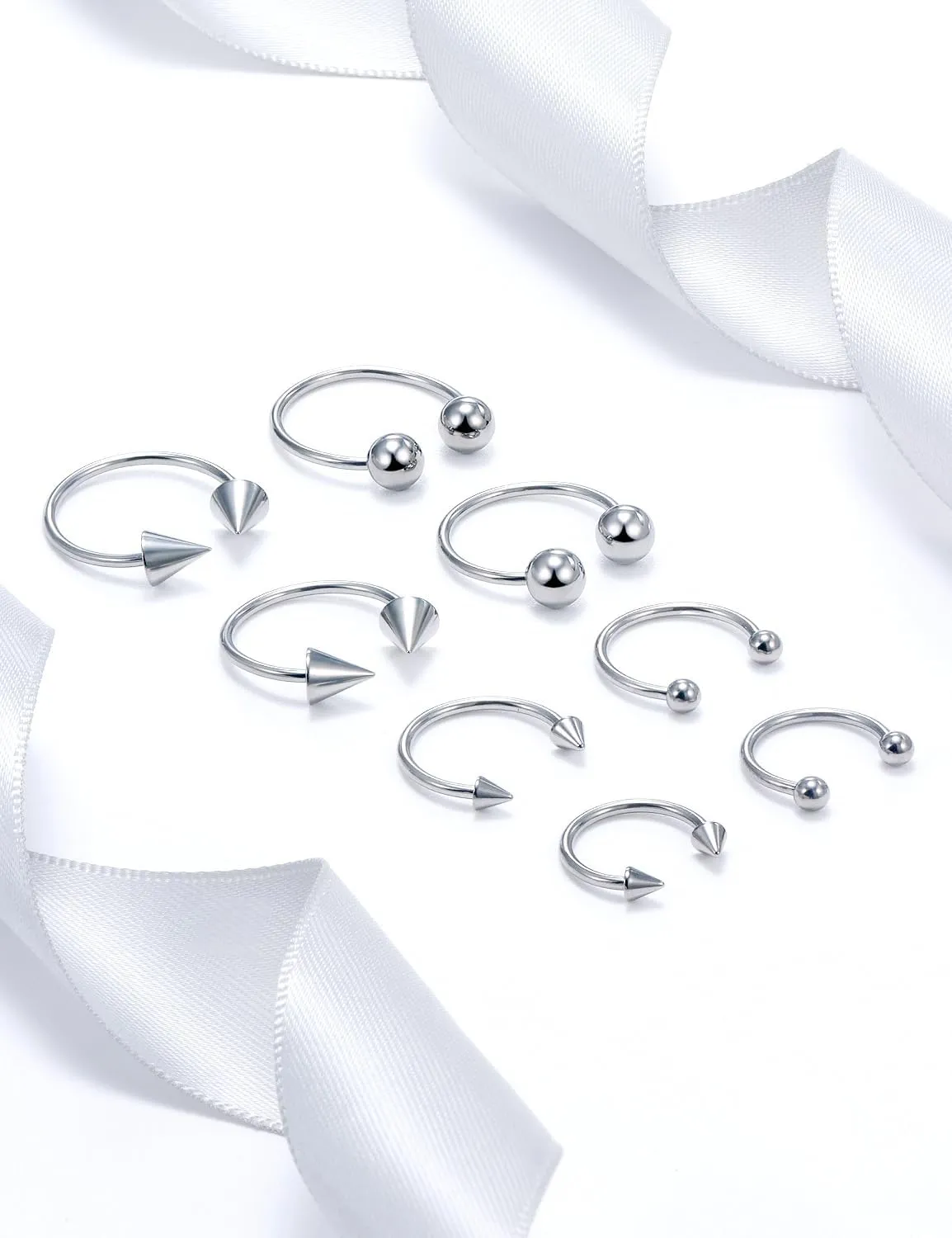 20G 18G 16G 14G 12G ASTM F136 Titanium Horseshoe Septum Nose Ring Piercing Jewelry Circular Barbell Helix Snug Tragus Rook Daith Cartilage Earring Lip Ring Hoop Piercing Jewelry for Women Men