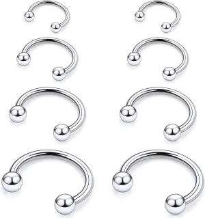 20G 18G 16G 14G 12G ASTM F136 Titanium Horseshoe Septum Nose Ring Piercing Jewelry Circular Barbell Helix Snug Tragus Rook Daith Cartilage Earring Lip Ring Hoop Piercing Jewelry for Women Men