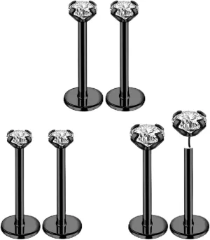 20G 18G 16G 6mm Threadless Push in Nose Stud Rings for Women Men Stainless Steel Nose Studs Nostril Piercing Jewelry CZ Nose Rings Studs1.5MM 2MM 2.5MM 3MM 8Pcs Black Silver 14K Gold Filled