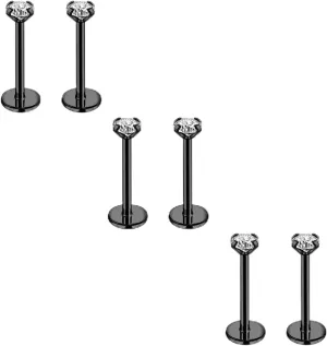 20G 18G 16G 6mm Threadless Push in Nose Stud Rings for Women Men Stainless Steel Nose Studs Nostril Piercing Jewelry CZ Nose Rings Studs1.5MM 2MM 2.5MM 3MM 8Pcs Black Silver 14K Gold Filled