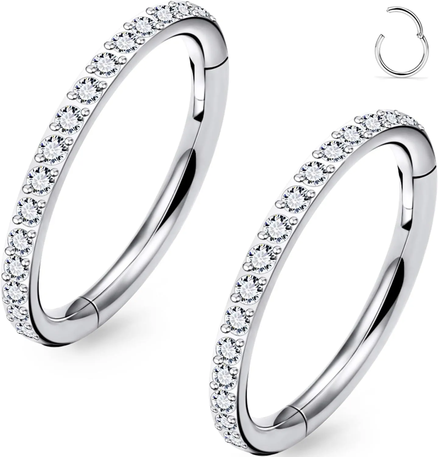 20G 18G 16G Titanium Nose Rings Hoops G23 Hinged Septum Nose Rings Clicker Helix Daith Rook Cartilage Tragus Earrings Segment Ring Lip Ring Piercing Jewelry for Women Men 8mm 10mm