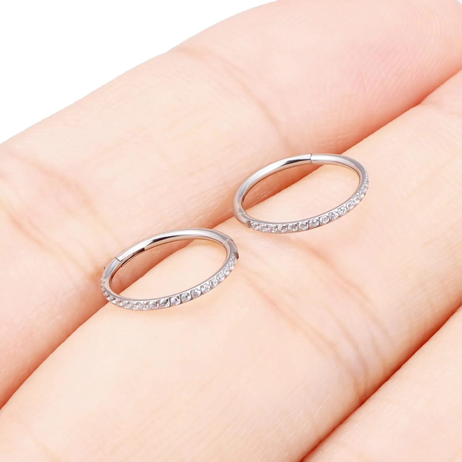 20G 18G 16G Titanium Nose Rings Hoops G23 Hinged Septum Nose Rings Clicker Helix Daith Rook Cartilage Tragus Earrings Segment Ring Lip Ring Piercing Jewelry for Women Men 8mm 10mm